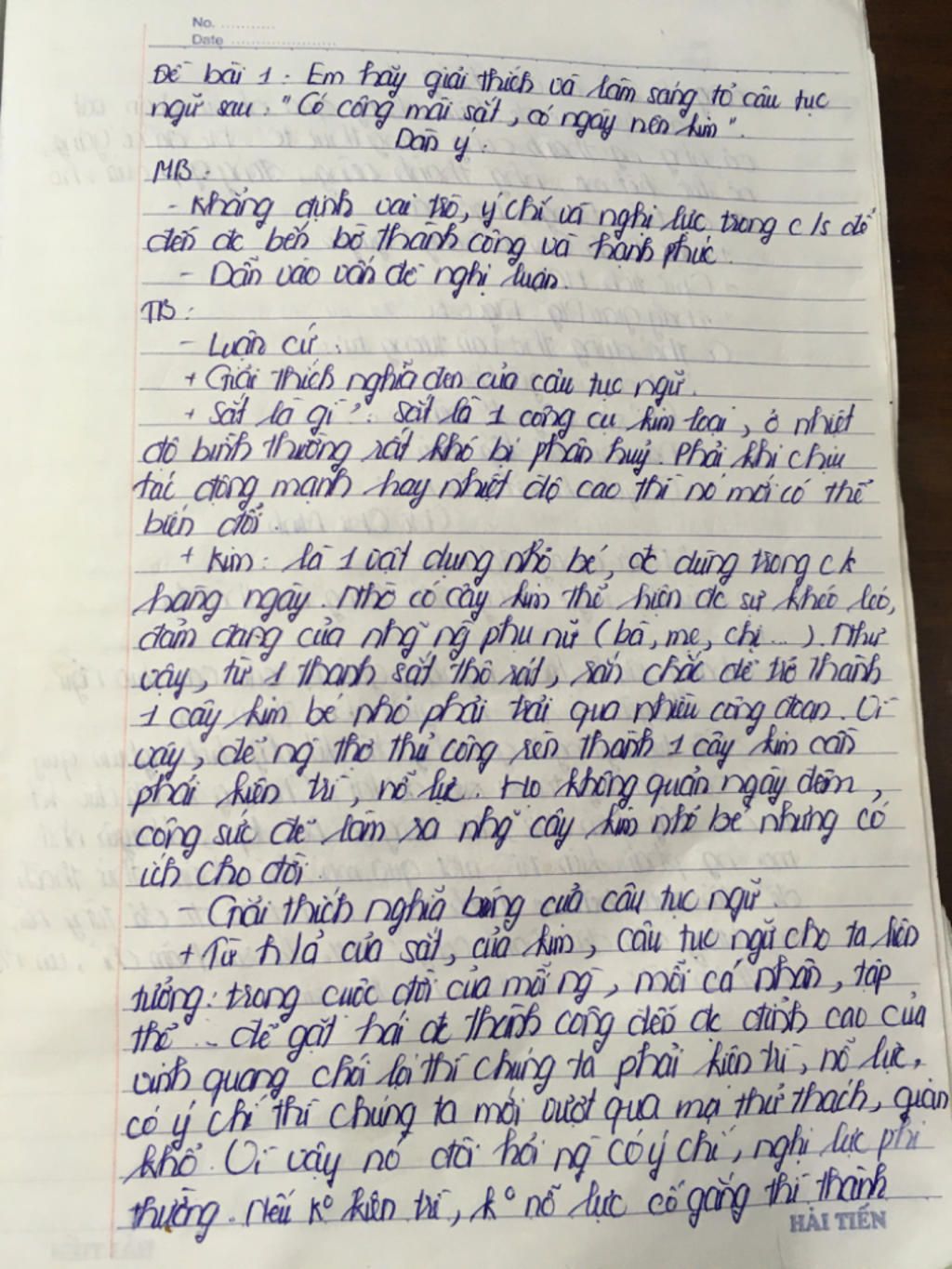 Suy nghĩ của em về câu tục ngữ "Có công mài sắt có ngày nên kim"
