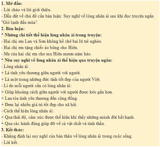 Suy nghĩ về lòng nhân ái trong cuộc sống sau khi học truyện Gió lạnh đầu mùa
