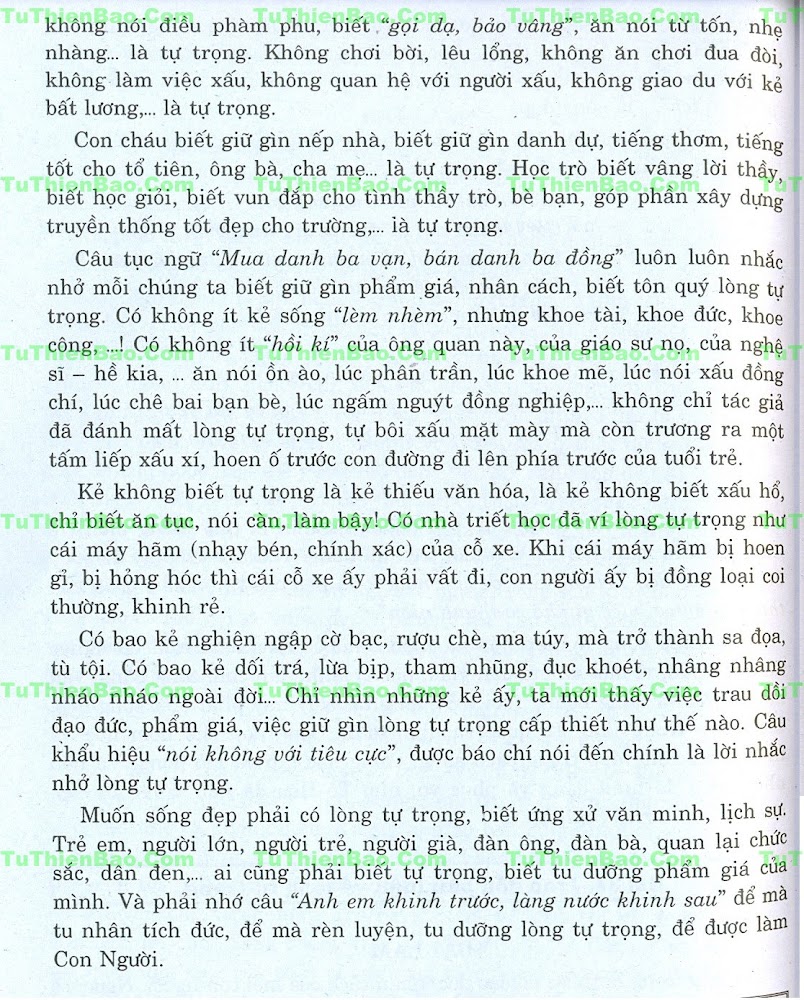 Suy nghĩ về lòng tự trọng