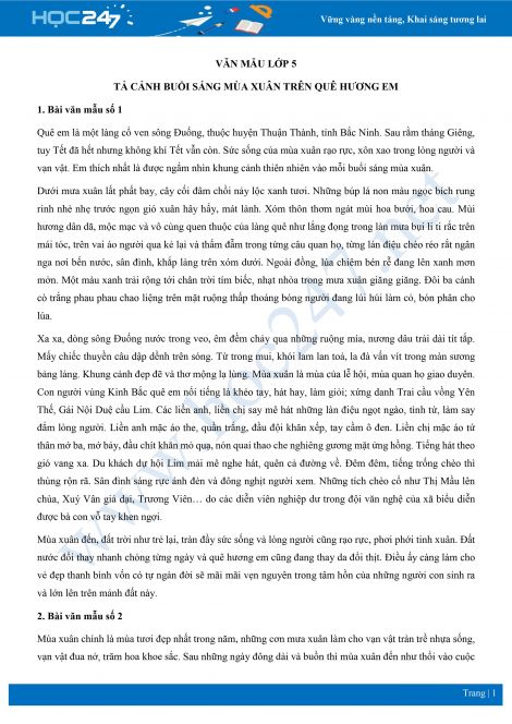 Tả Buổi Sáng Mùa Xuân