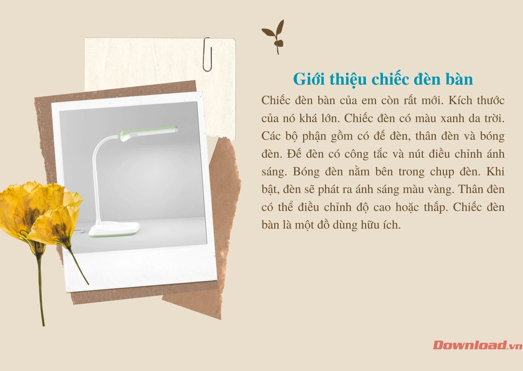 Tả chiếc đèn học