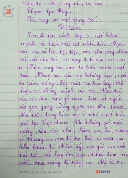 Tả mẹ em lớp 5