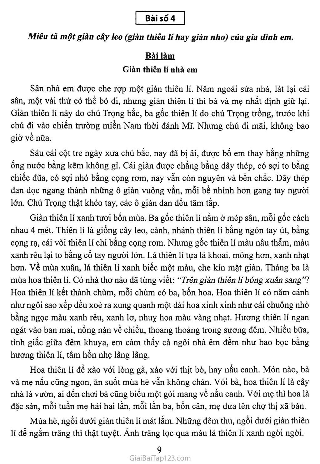 Tả một giàn cây leo mà em đã từng thấy