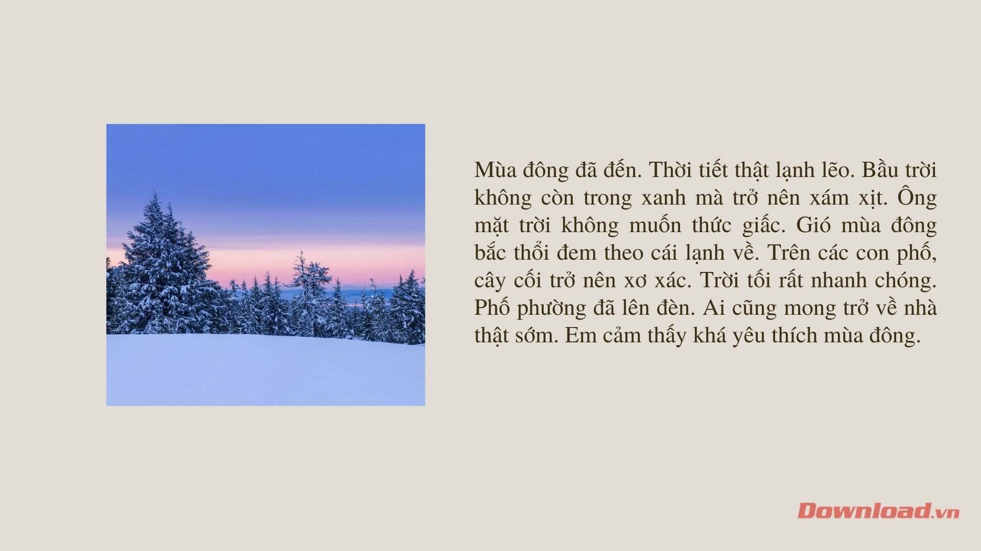 Tả mùa đông lớp 5