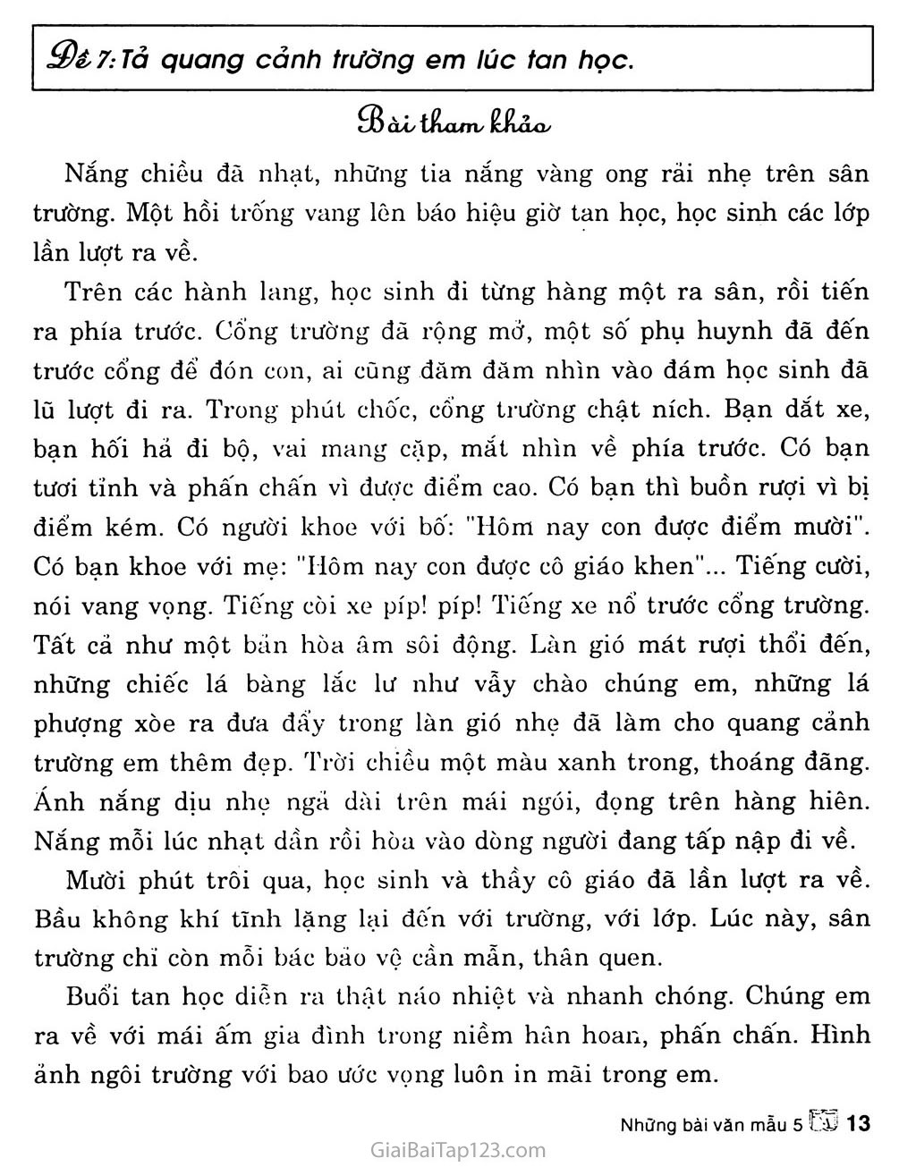 Tả Quang Cảnh Trường Em Lúc Tan Học