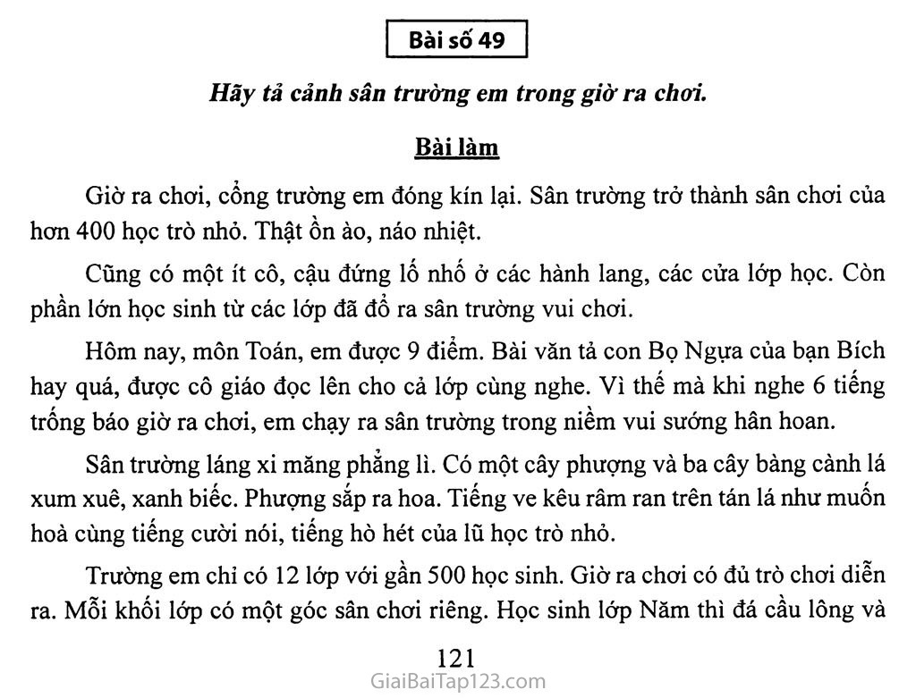 Tả trường em giờ ra chơi lớp 5 ngắn nhất