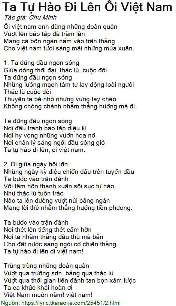 Ta tự hào đi lên ôi Việt Nam