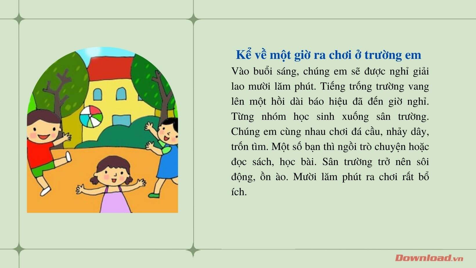 Tả về giờ ra chơi