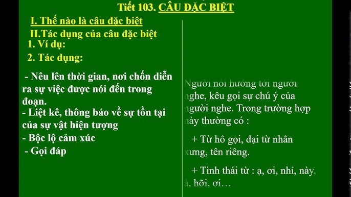 Tác dụng của câu đặc biệt