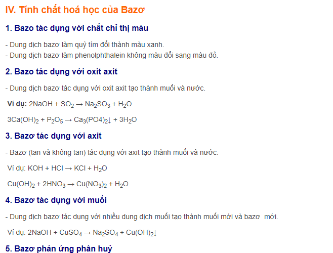 Tác dụng với bazơ
