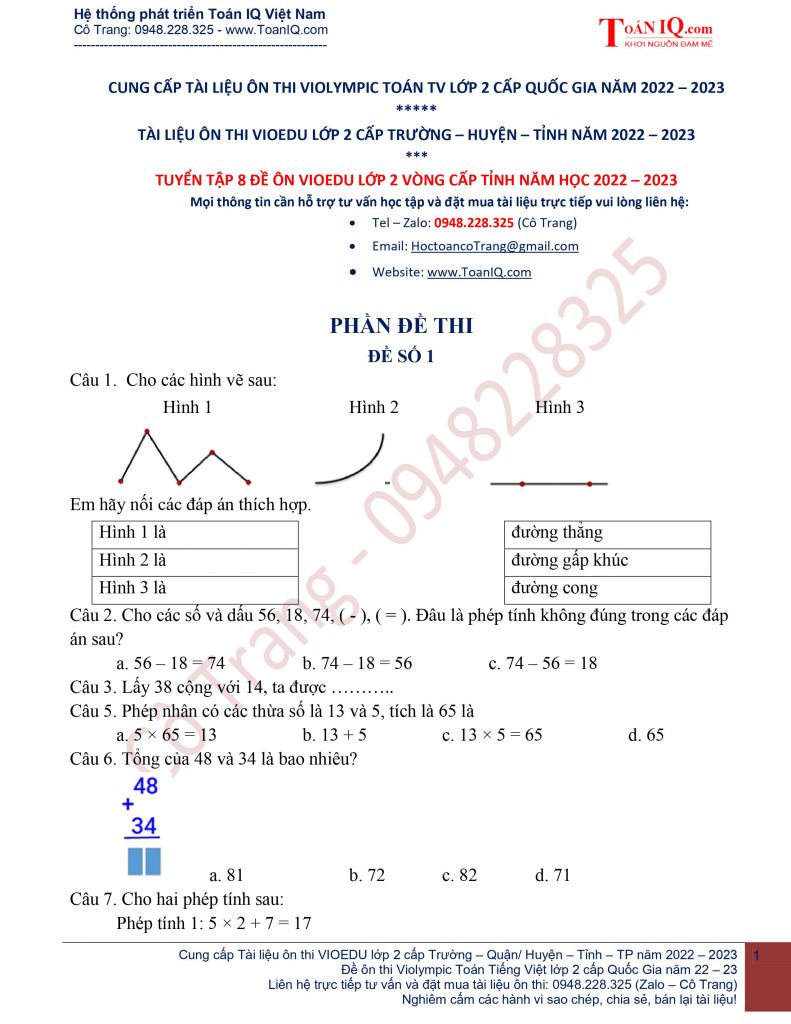 Tài liệu ôn thi VioEdu lớp 2