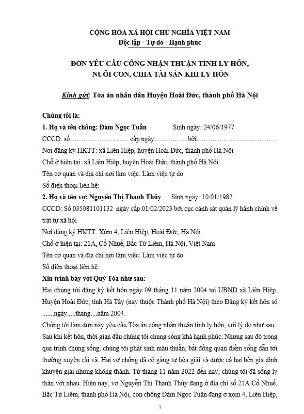 Mẫu Viết Đơn Ly Dị Chi Tiết Và Chính Xác Nhất Gallery 2