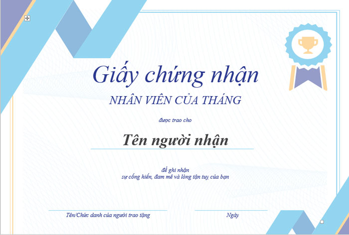 Tải Mẫu Giấy Chứng Nhận Đẹp File Word