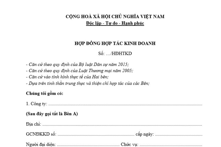 Mẫu Hợp Đồng BCC Gallery 2