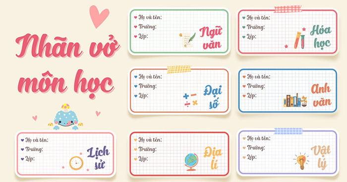 Tải File Nhãn Vở Miễn Phí - Mẫu Đẹp, Dễ Thương, Tiện Lợi Gallery 1