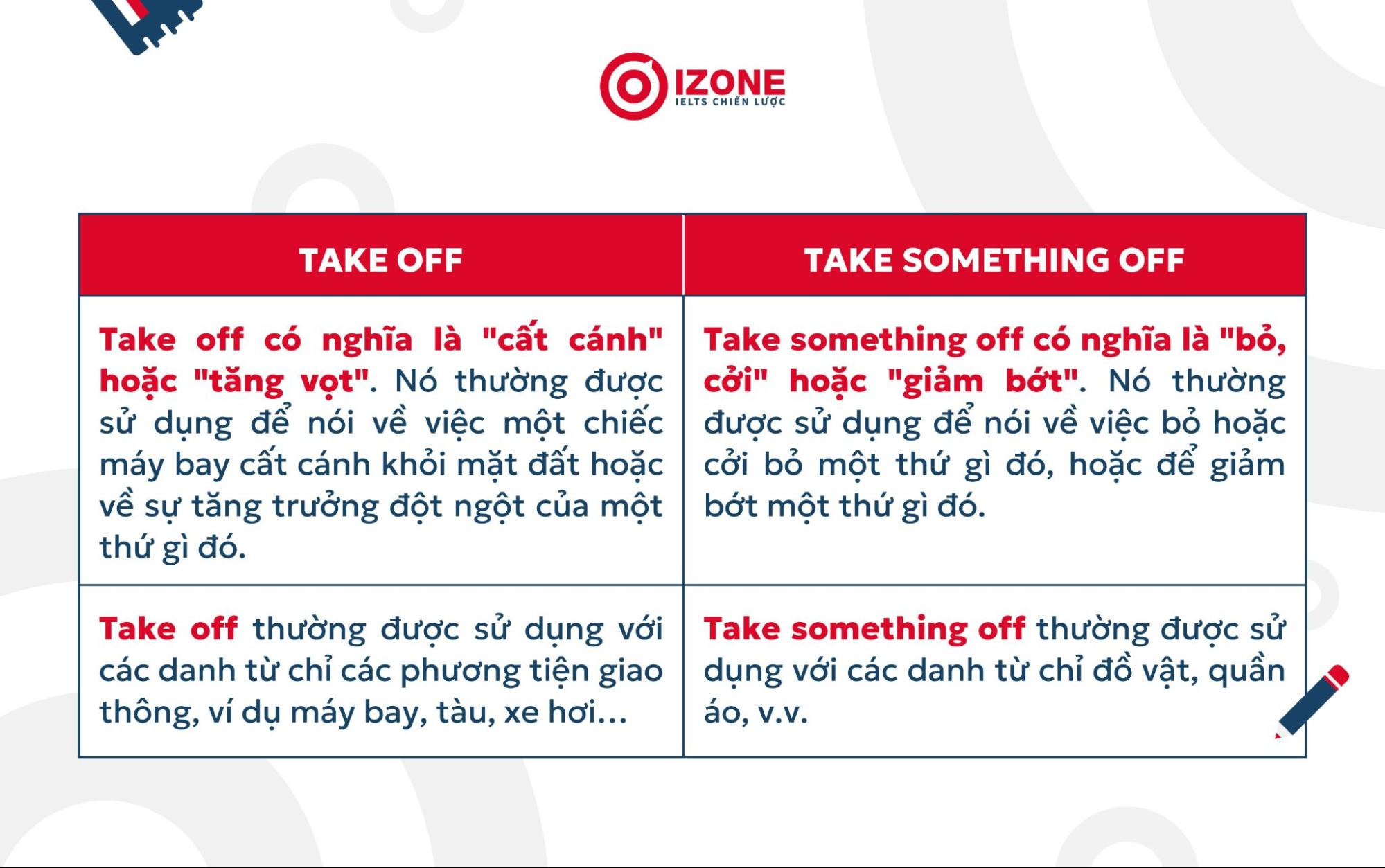 Take sth off là gì?