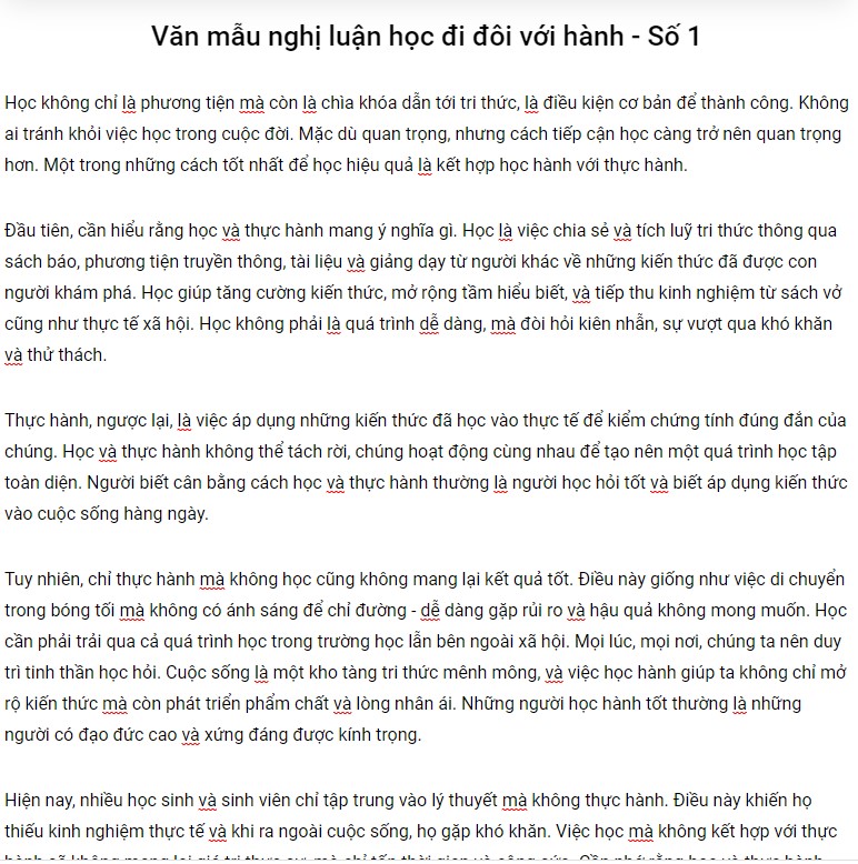 Văn nghị luận Học đi đôi với hành lớp 8 ngắn nhất Gallery 1