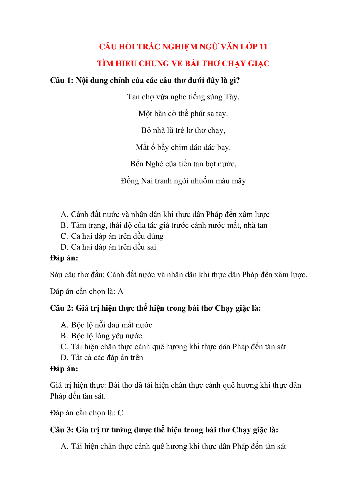 Tâm trạng, tình cảm và thái độ của tác giả trong bài thơ Chạy giặc