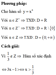 Tập xác định của hàm số y = 3x