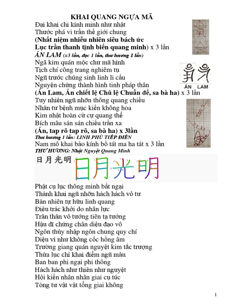 Thần Chú Khai Quang Ngựa Mã