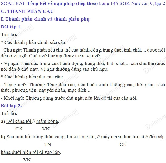 Soạn Văn 9 Tổng Kết Ngữ Pháp (Tiếp Theo) Gallery 2