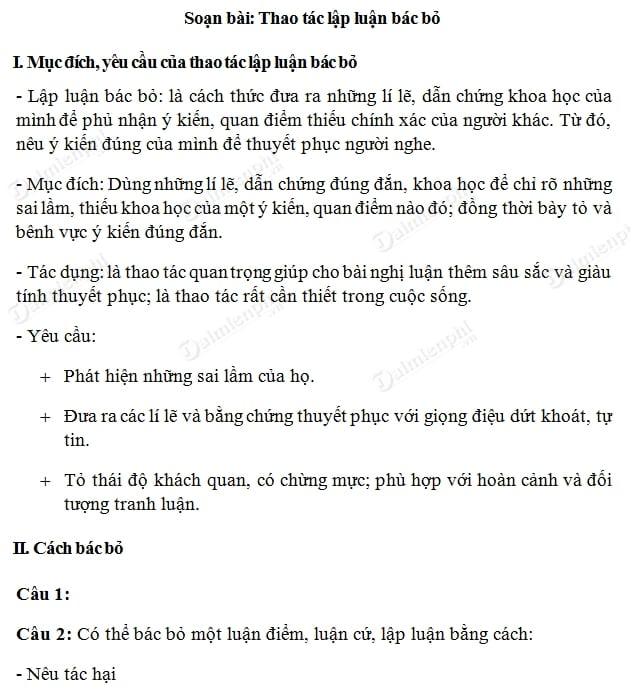Thực hành lập luận bác bỏ lớp 11: Phương pháp và ví dụ minh họa