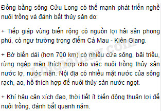 Thế mạnh để phát triển nuôi trồng thủy sản nước ngọt ở Đồng bằng sông Cửu Long