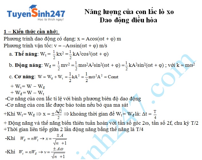 Thế năng cực đại của con lắc lò xo