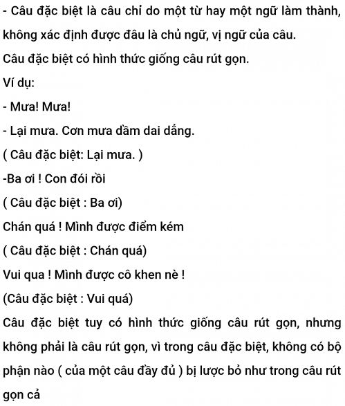 Thế nào là câu đặc biệt?