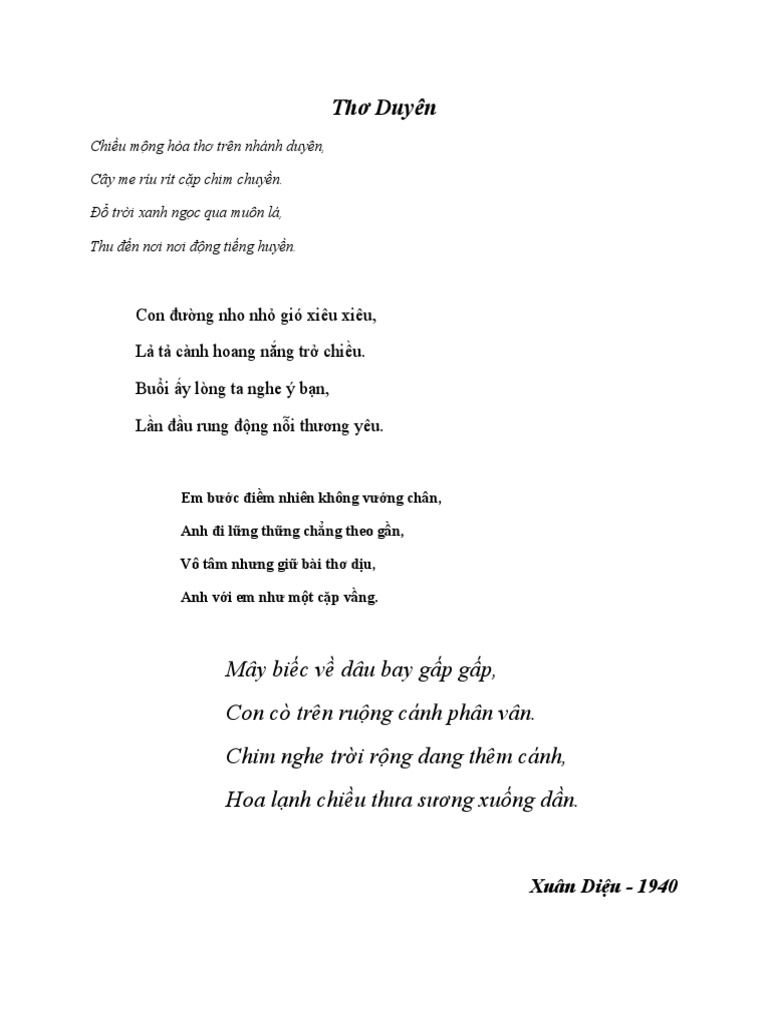 Thể Thơ Bài Thơ Duyên