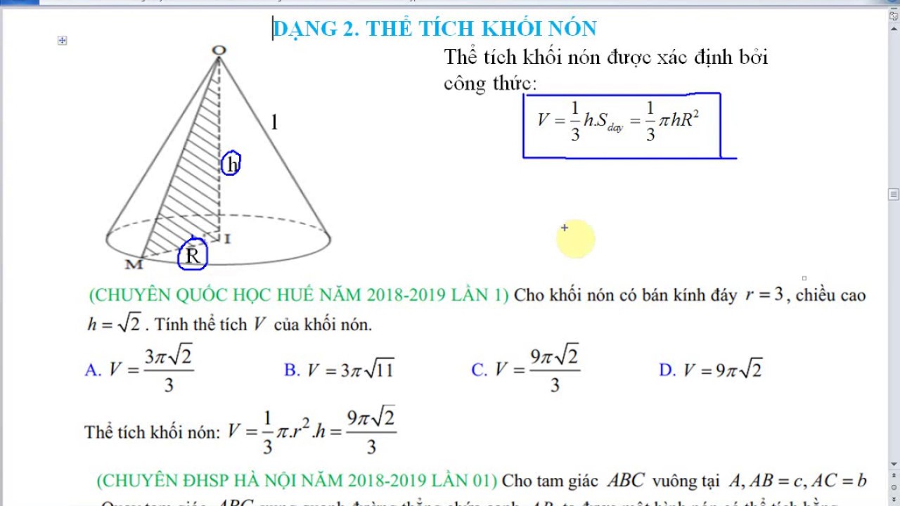 Thể tích khối nón