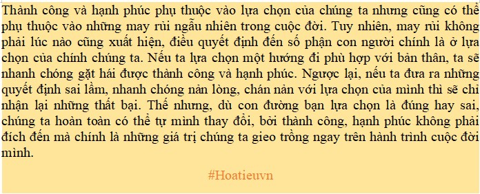 Thành công và hạnh phúc phụ thuộc vào lựa chọn