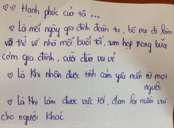 Theo em, hạnh phúc là gì?