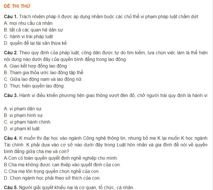 Công dân không tuân thủ pháp luật khi thực hiện hành vi nào sau đây? Gallery 2