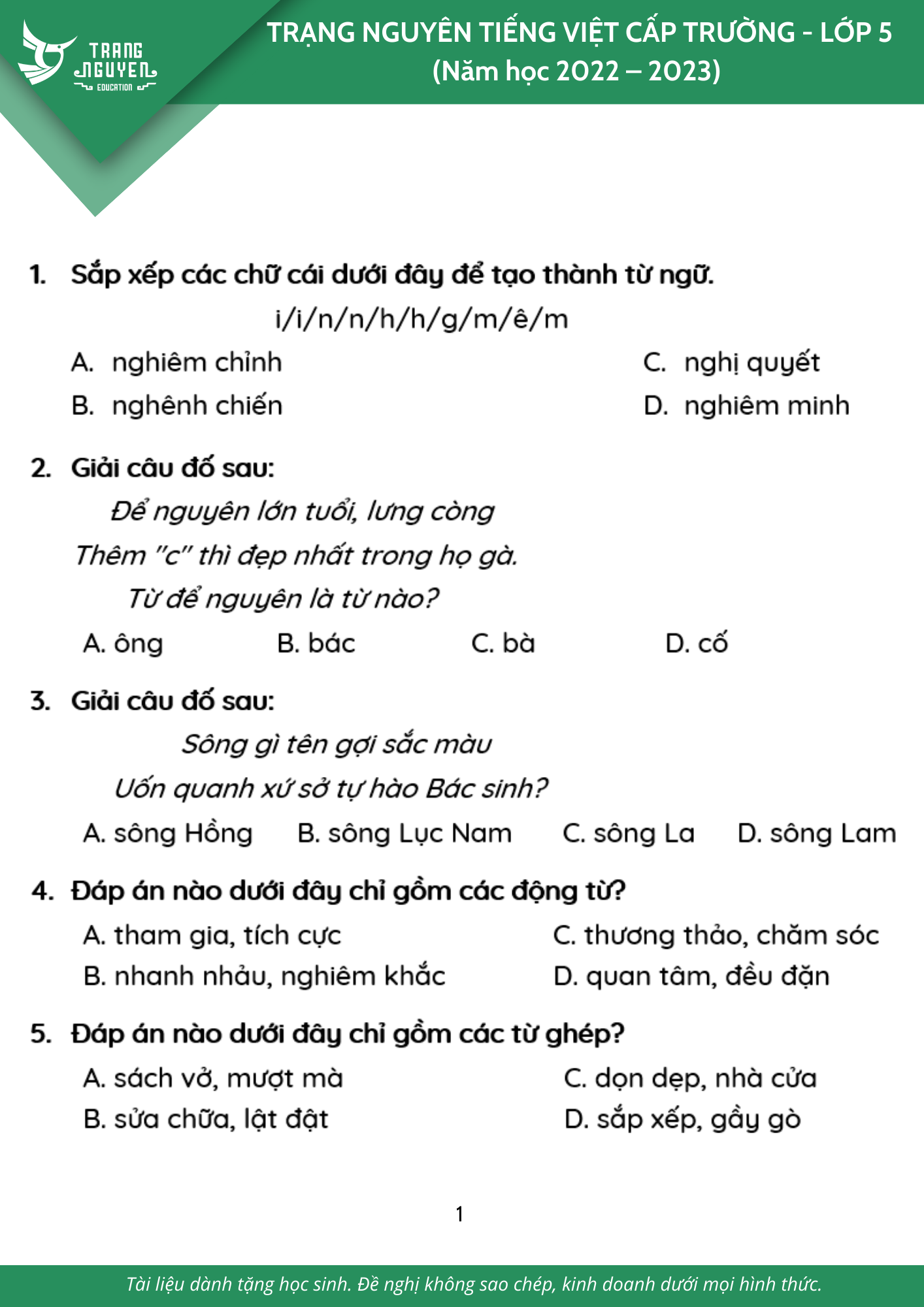 Thi Thử Trạng Nguyên Tiếng Việt: Bí Kíp Ôn Luyện & Đề Thi