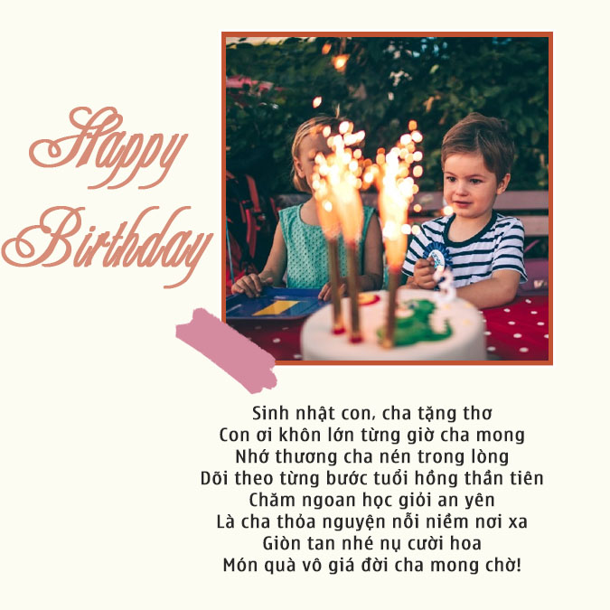 Thơ Chúc Mừng Sinh Nhật Con Trai