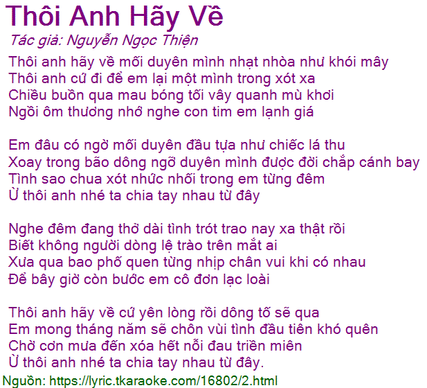 Thôi Anh Hãy Về Đi