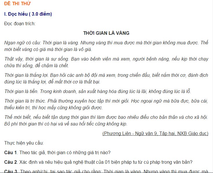 Thời Gian Là Vàng Đọc Hiểu