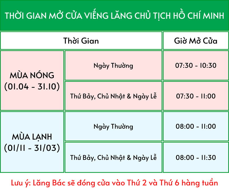 Lịch Thăm Lăng Chủ Tịch Hồ Chí Minh Gallery 1