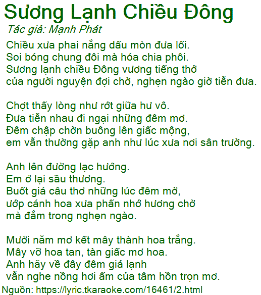 Lời Bài Hát Sương Lạnh Chiều Đông Gallery 2