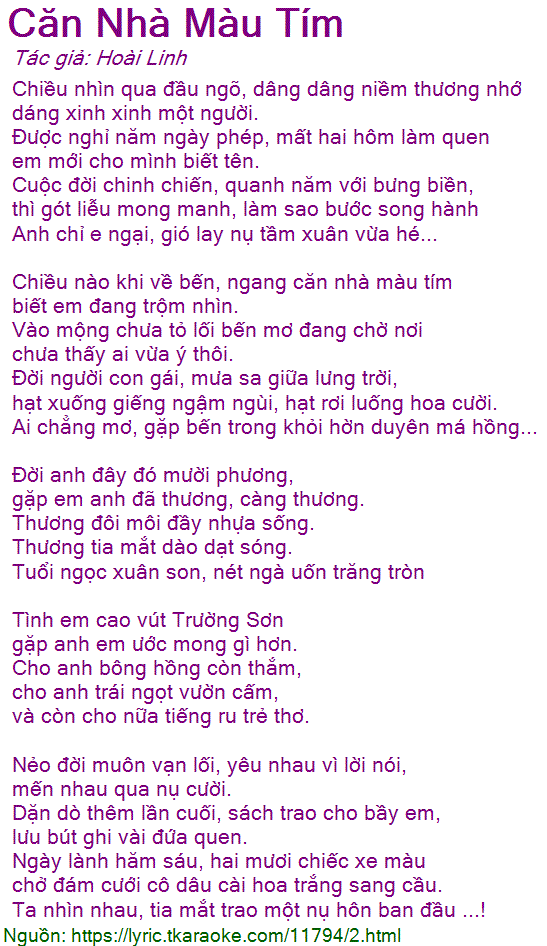 Lời Bài Căn Nhà Màu Tím Gallery 2