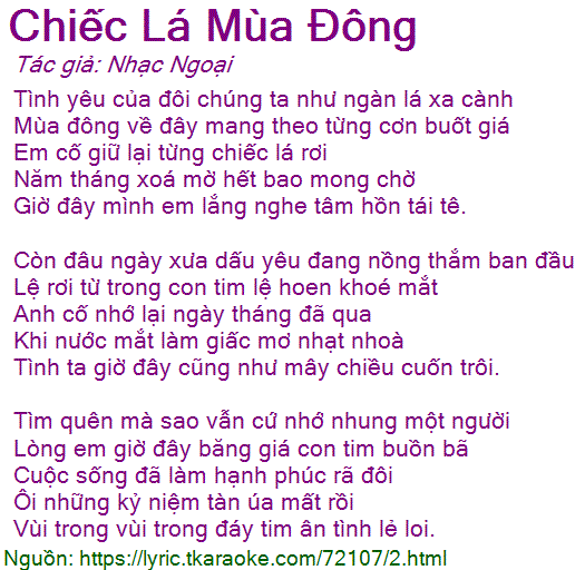 Lời Bài Hát Chiếc Lá Mùa Đông Gallery 2
