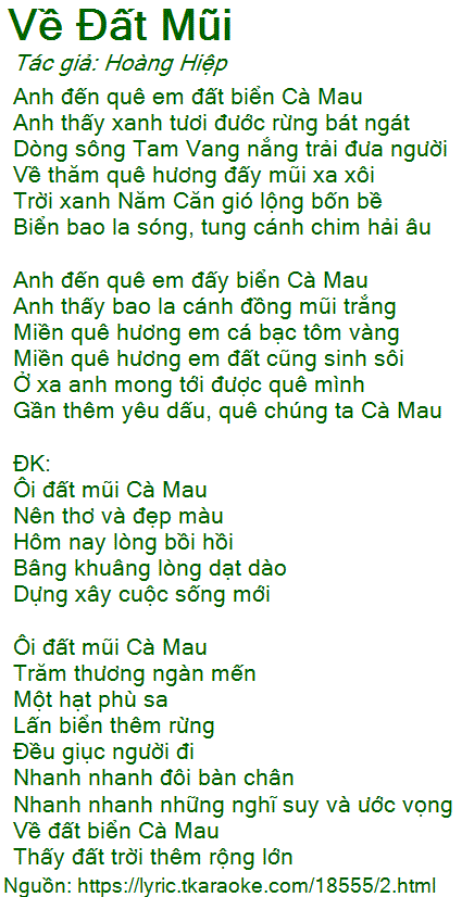 Lời Bài Hát Đất Mũi Cà Mau Gallery 2