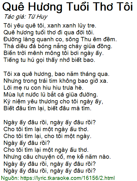 Lời Bài Hát Quê Hương Tuổi Thơ Tôi Gallery 2