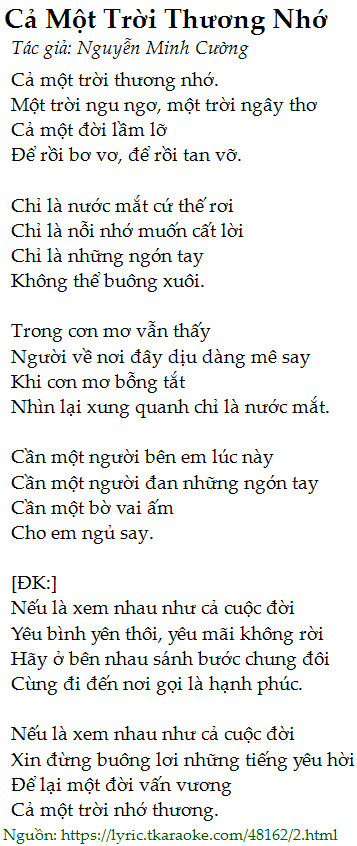 Lời Bài Hát Cả Một Trời Thương Nhớ Gallery 2