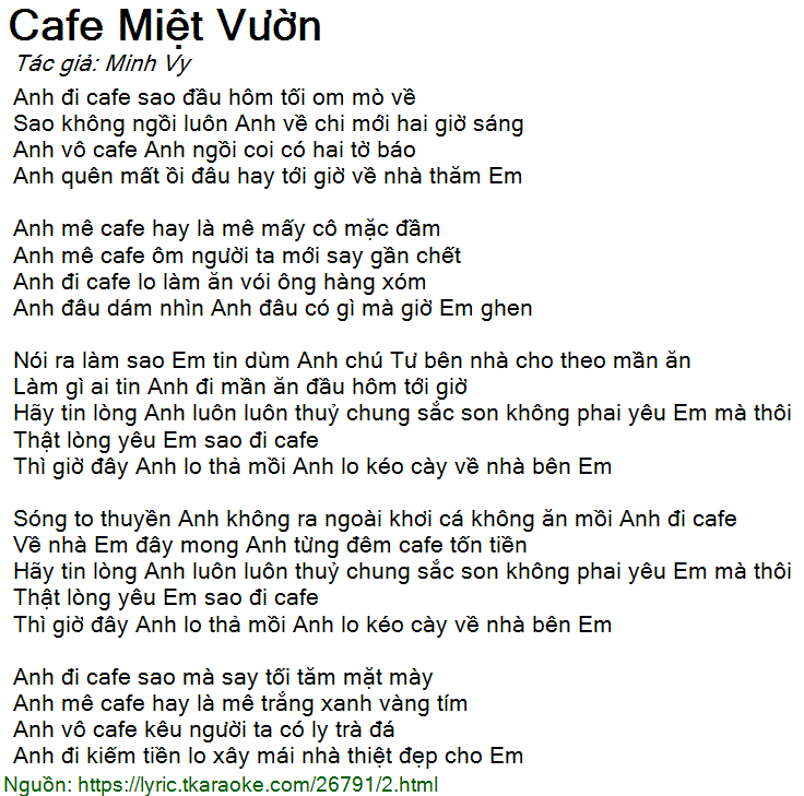 Lời Bài Hát Cà Phê Miệt Vườn Gallery 2