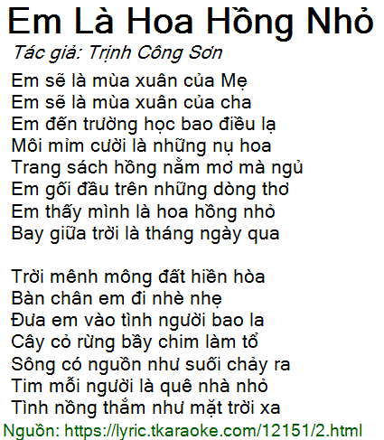 Lời bài hát Em là bông hồng nhỏ Gallery 2