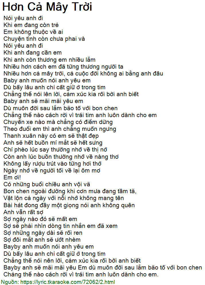 Lời Bài Hát Hơn Cả Mây Trời Gallery 2