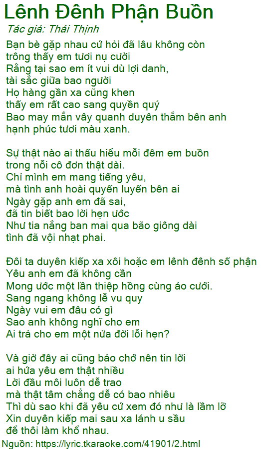 Lời Bài Hát Lênh Đênh Phận Buồn Gallery 2