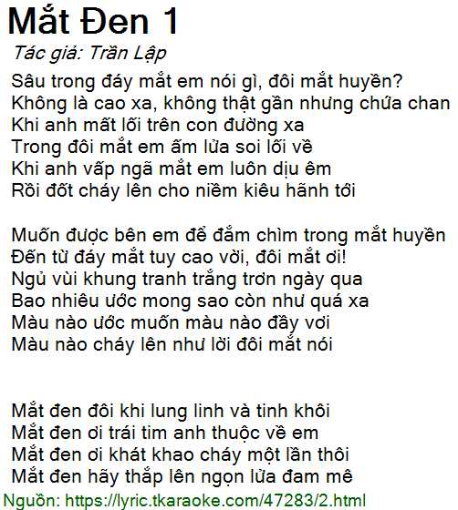 Lời Bài Hát Mắt Đen Gallery 2